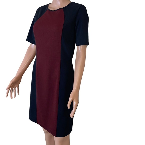 41 Hawthorn maroon & black square figure flattering textured knee length dress - Picture 7 of 12